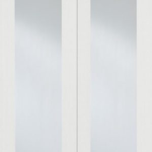White Primed Pattern 20 (CLEAR GLASS) Pair - Rebated - Solid Core - LPD